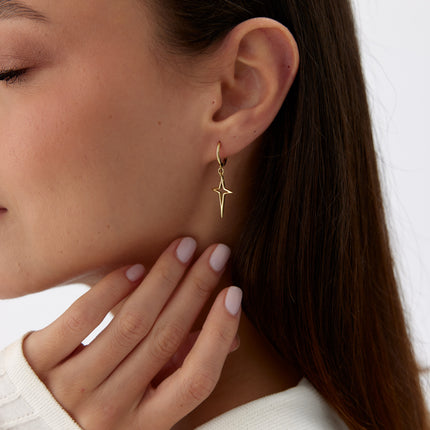 A-Polaris Star Earrings | 18K Gold-Plated 925 Sterling Silver | Modern Minimalist Jewelry - Dabas Minimalist