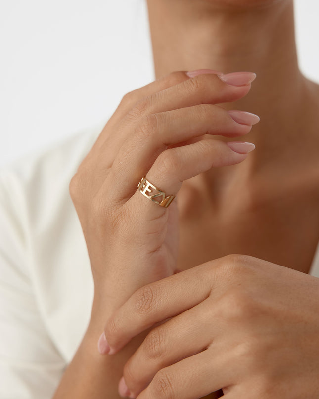 Custom Name Ring - 18K Gold-Plated Sterling Silver Dabas Minimalist