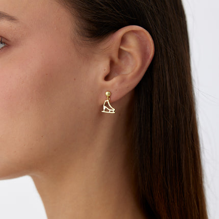 A- Gold Ice Skate Dangle Earrings | 925 Sterling Silver | Winter Sport Inspired Jewelry - Dabas Minimalist