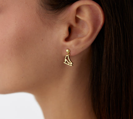 A- Gold Ice Skate Dangle Earrings | 925 Sterling Silver | Winter Sport Inspired Jewelry - Dabas Minimalist