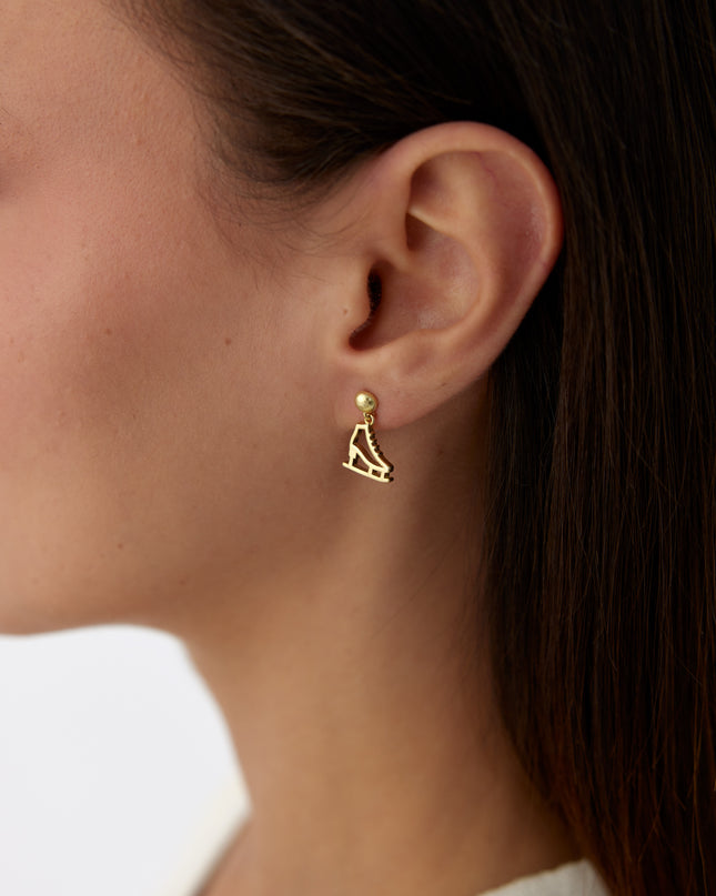 A- Gold Ice Skate Dangle Earrings | 925 Sterling Silver | Winter Sport Inspired Jewelry - Dabas Minimalist