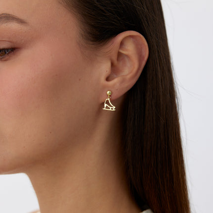 A- Gold Ice Skate Dangle Earrings | 925 Sterling Silver | Winter Sport Inspired Jewelry - Dabas Minimalist