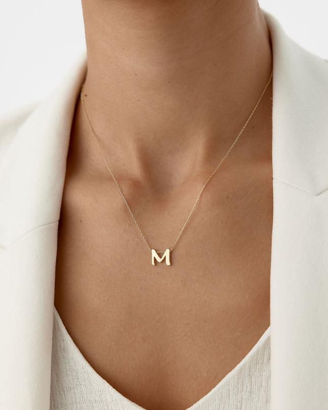 Gold Initial Necklace - 18K Gold-Plated Sterling Silver Personalized Letter Necklace Dabas Minimalist