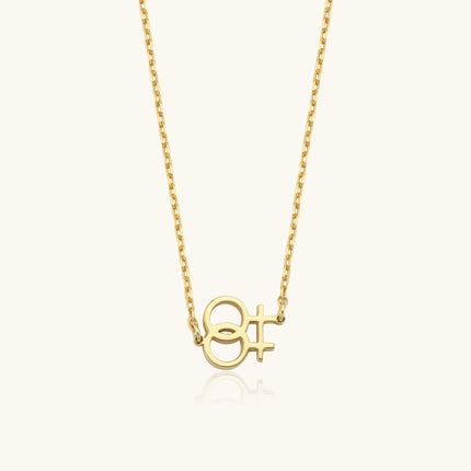 Double Venus Symbol Side Necklace - 18K Gold-Plated Sterling Silver Dabas Minimalist