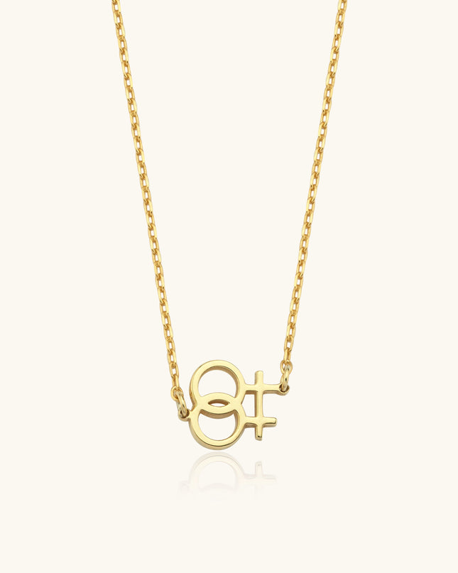 Double Venus Symbol Side Necklace - 18K Gold-Plated Sterling Silver Dabas Minimalist