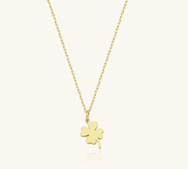 Personalized Tiny Silver Four Leaf Clover Necklace