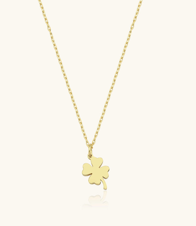 Personalized Tiny Silver Four Leaf Clover Necklace