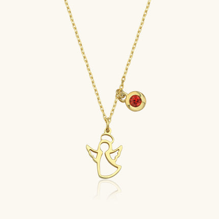 Dainty Angel Birthstone Necklace