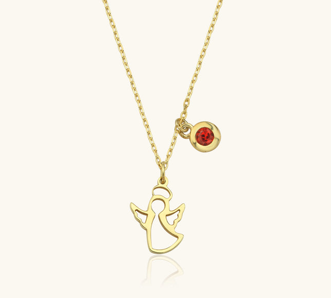 Dainty Angel Birthstone Necklace