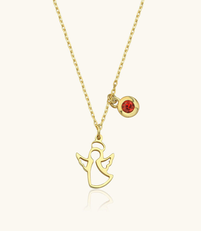 Dainty Angel Birthstone Necklace