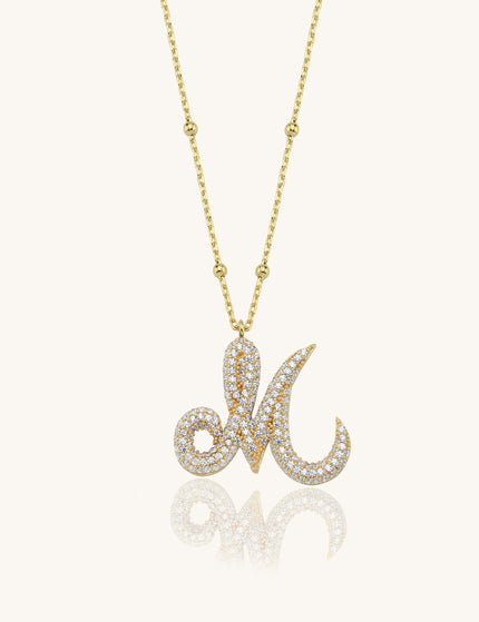 Personalized Pave Letter Cubic Zirconia Diamonds Necklace