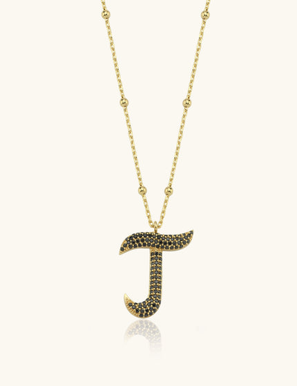 Personalized Pave Letter Black Cubic Zirconia Diamonds Necklace