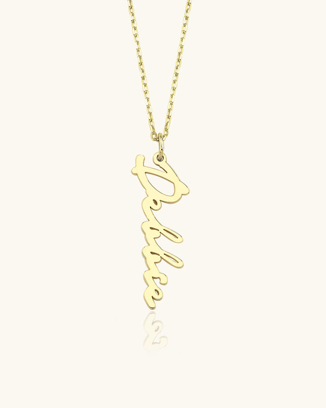 Custom Vertical Name Necklace - 18K Gold-Plated Sterling Silver Dabas Minimalist