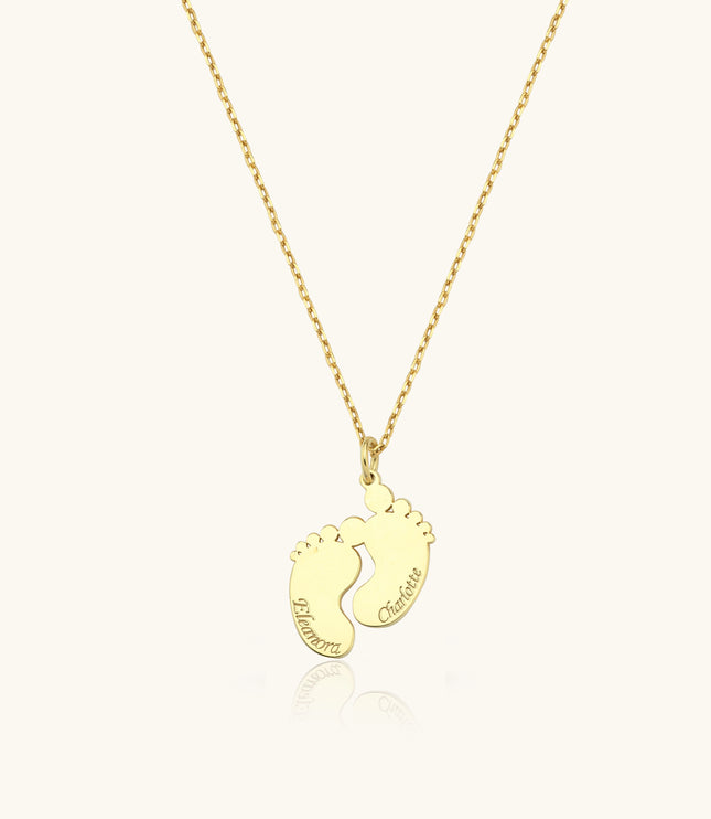 Baby Feet Name Necklace - 18K Gold-Plated Sterling Silver Dabas Minimalist