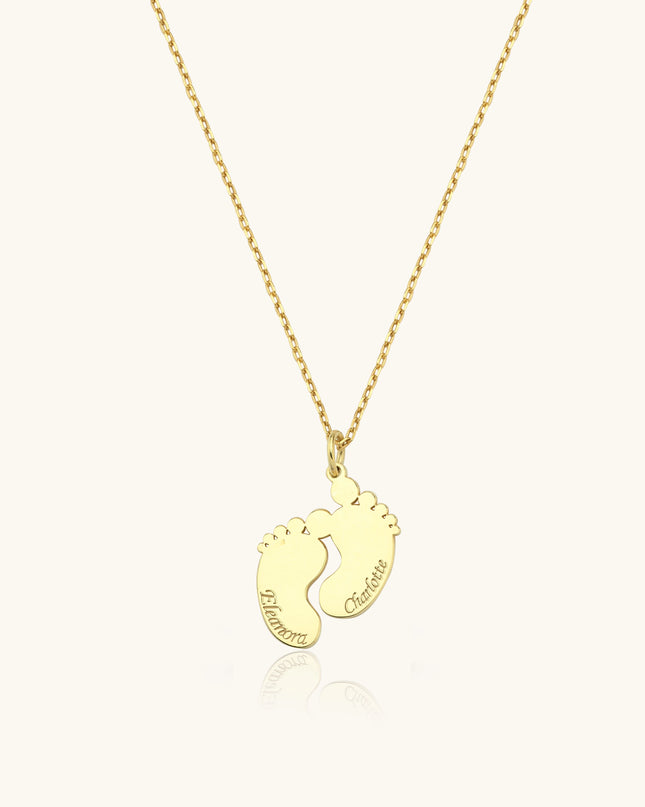 Baby Feet Name Necklace - 18K Gold-Plated Sterling Silver Dabas Minimalist