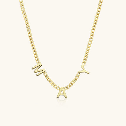 Custom Name Initial Necklace, 18K Gold-Plated Sterling Silver