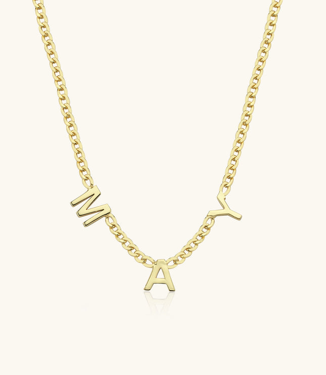 Custom Name Initial Necklace, 18K Gold-Plated Sterling Silver