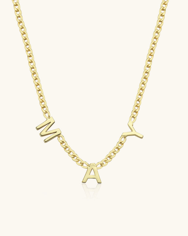 Custom Name Initial Necklace, 18K Gold-Plated Sterling Silver Gold Dabas Minimalist