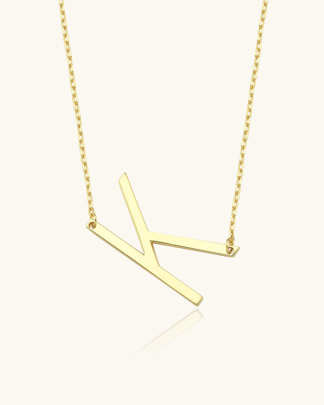 Custom Initial Large Alphabet Letter Necklace Dabas Minimalist