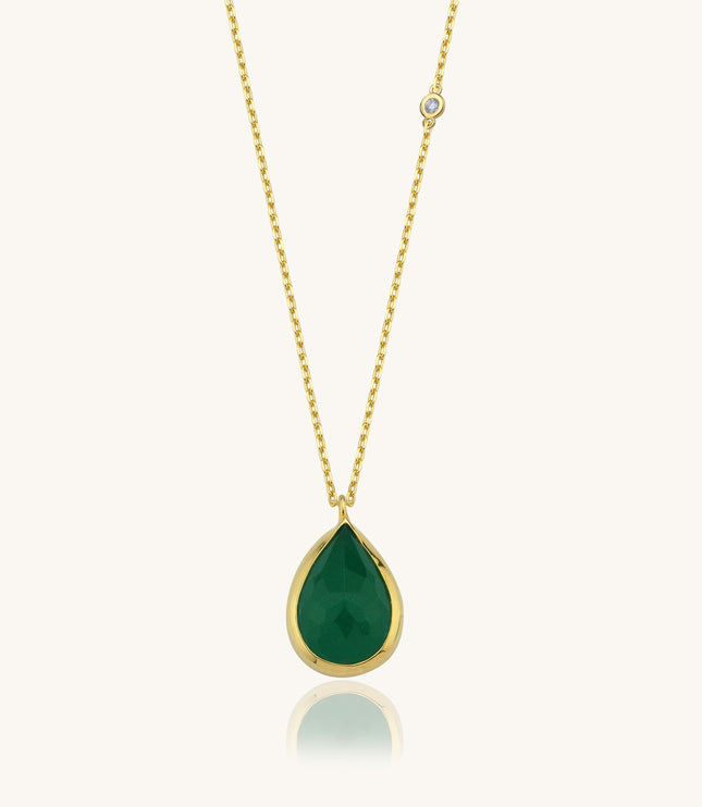 Teardrop Emerald Necklace – 18K Gold Plated Sterling Silver Pendant Necklace Dabas Minimalist