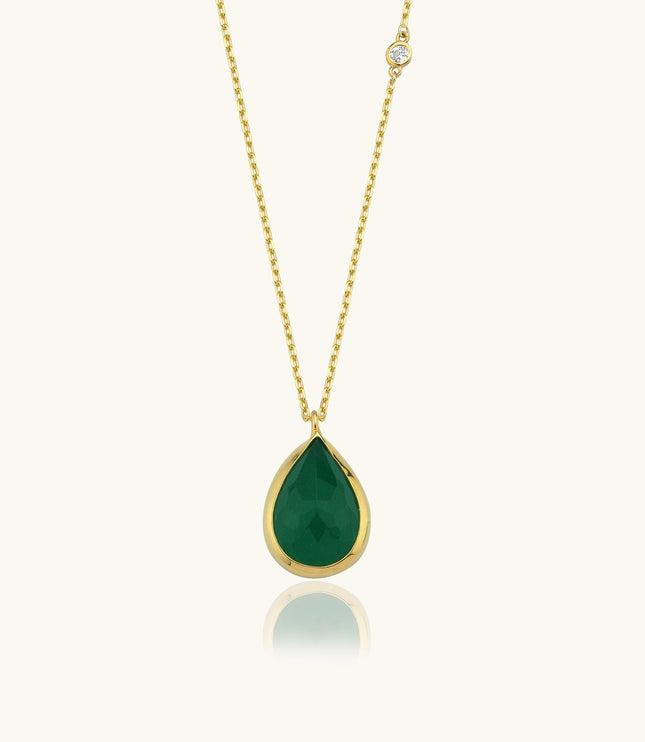 Pear Cut Emerald Gemstone Teardrop Necklace