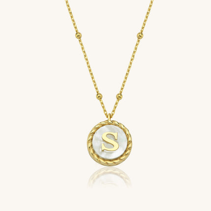 Pearl Letter Necklace, 18K Gold-Plated Sterling Silver