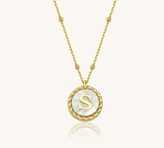 Pearl Letter Necklace, 18K Gold-Plated Sterling Silver