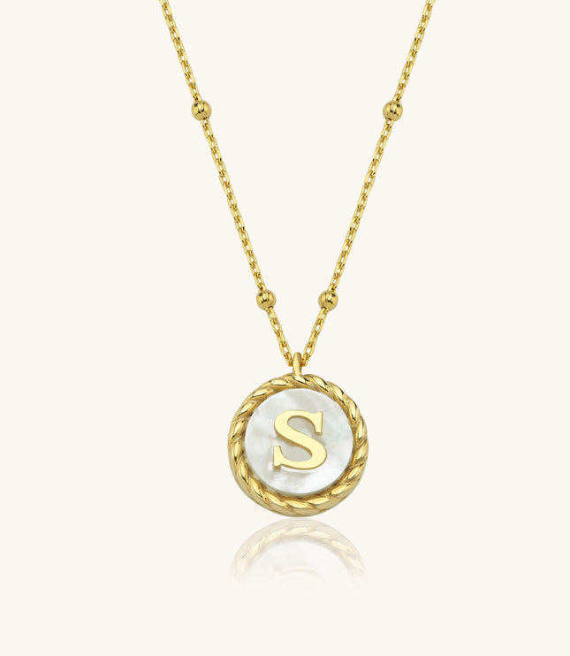 Pearl Letter Necklace, 18K Gold-Plated Sterling Silver