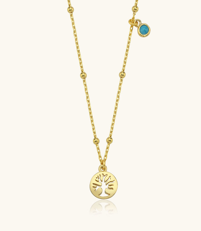 Dainty Tree of Life Turquoise Stone Necklace