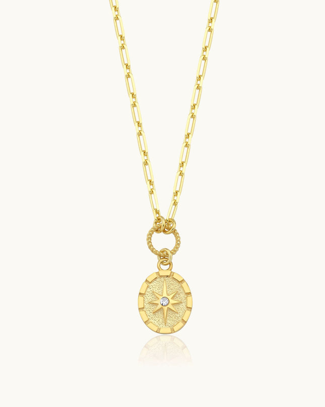 Compass Star Necklace – 18K Gold-Plated Sterling Silver Pendant Necklace Dabas Minimalist