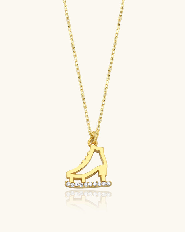 Ice Skate Charm Necklace – 18K Gold-Plated Sterling Silver with Sparkling Accents Dabas Minimalist