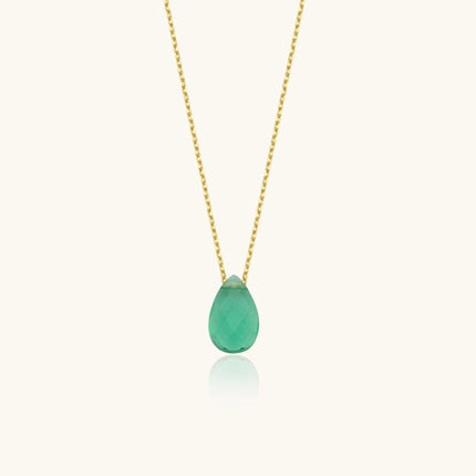 Dainty Teardrop Birthstone Necklace • Gemstone 18K Gold-Plated Sterling Silver Dabas Minimalist