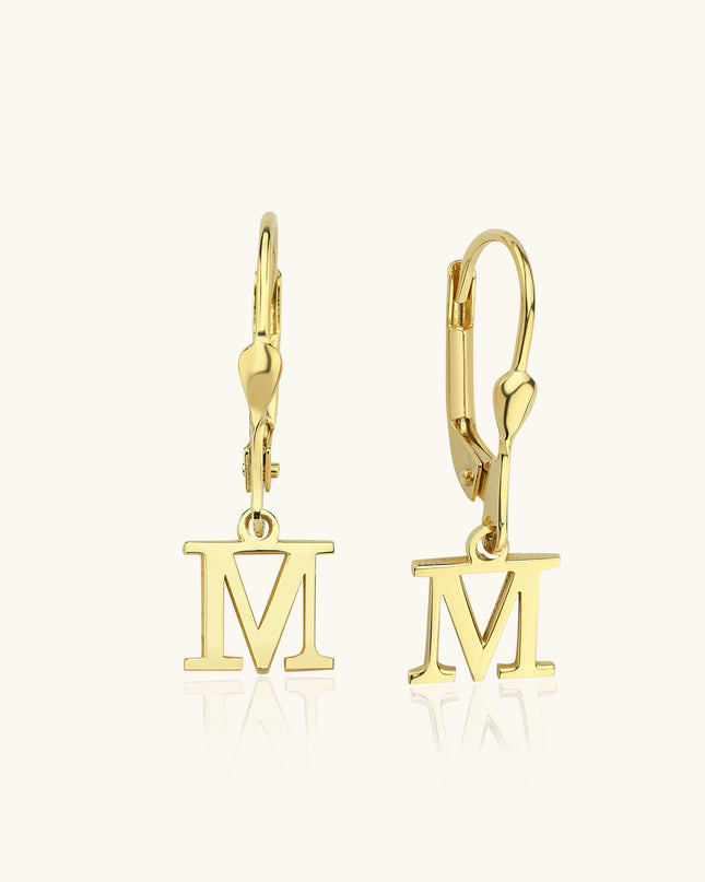 Initial Letter Dangle Earring, 18K Gold-Plated Sterling Silver Dabas Minimalist