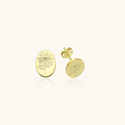 Birth Flower Earrings – 18K Gold-Plated Sterling Silver Floral Stud Earrings Dabas Minimalist