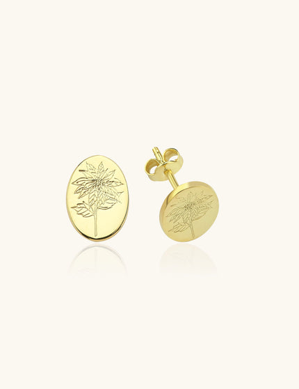 Tiny Birth Flower Stud Earrings, 18K Gold-Plated Sterling Silver