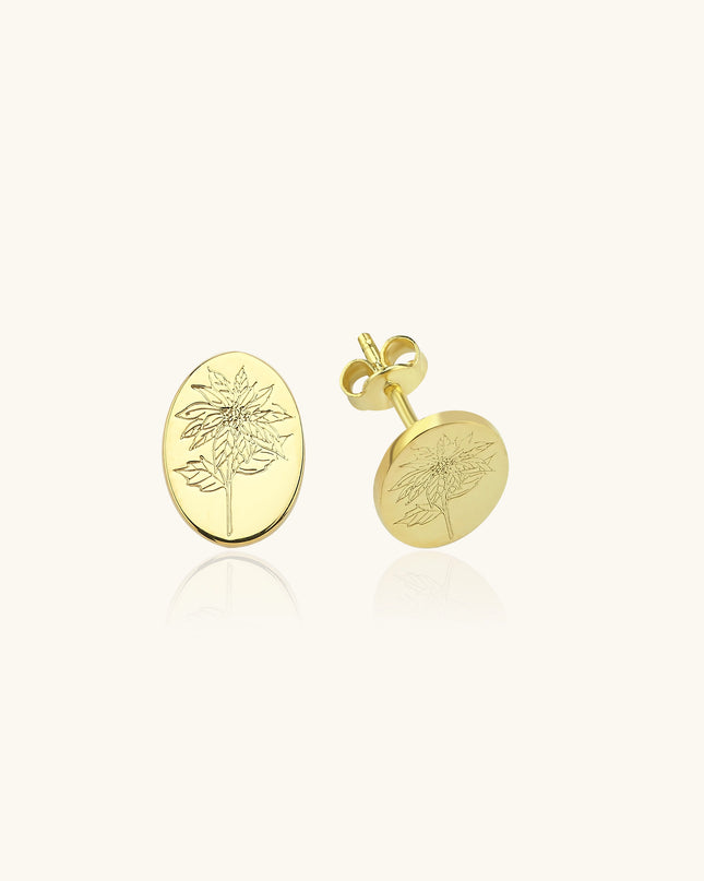 Birth Flower Earrings – 18K Gold-Plated Sterling Silver Floral Stud Earrings Dabas Minimalist