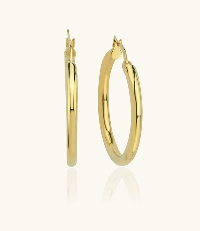 Classic Gold Hoop Earrings – 18K Gold-Plated Sterling Silver Timeless Jewelry Dabas Minimalist