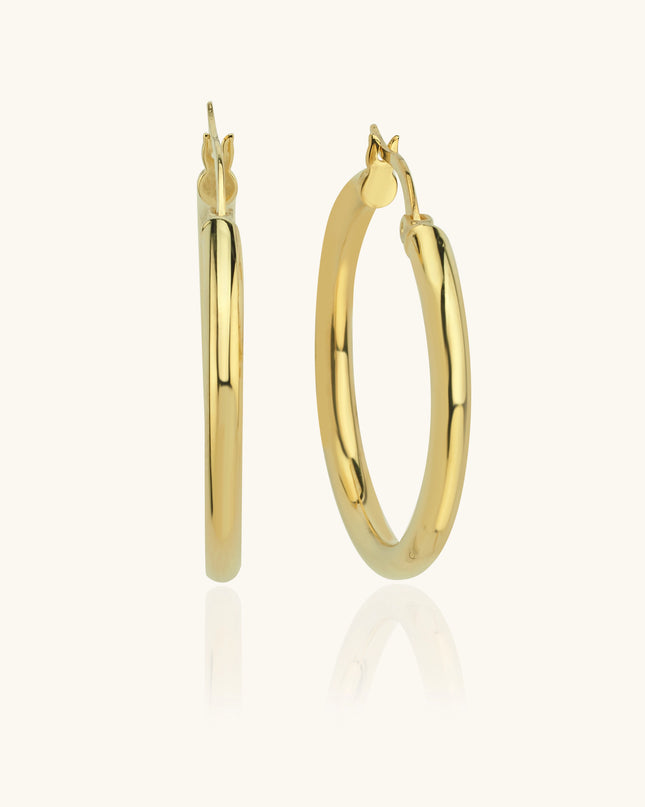 Classic Gold Hoop Earrings – 18K Gold-Plated Sterling Silver Timeless Jewelry Dabas Minimalist