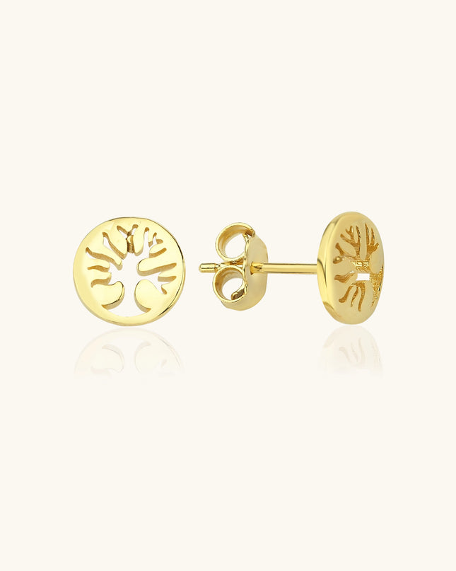 Dainty Tree of Life Stud Earrings, 18K Gold-Plated Sterling Silver Nature-Inspired Elegance Dabas Minimalist