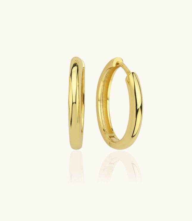 Polished Gold Huggie Hoop Earrings – 18K Gold-Plated Sterling Silver Minimalist Jewelry Dabas Minimalist