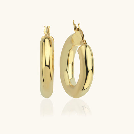 Thick Gold Hoop Earrings – 18K Gold-Plated Sterling Silver Statement Jewelry Dabas Minimalist