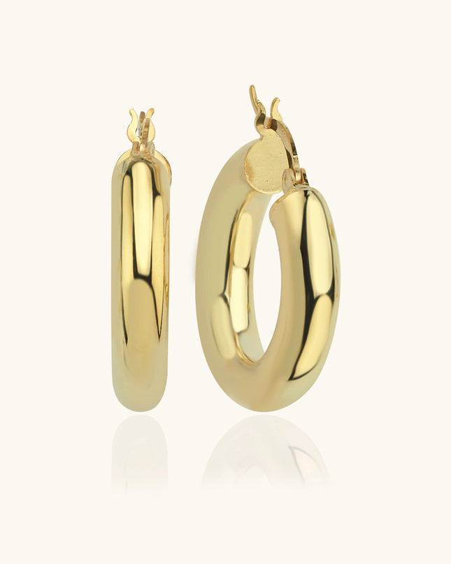 Thick Gold Hoop Earrings – 18K Gold-Plated Sterling Silver Statement Jewelry Dabas Minimalist