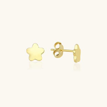 Gold Flower Stud Earrings, Delicate Nature-Inspired Jewelry