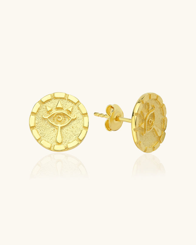 Historical Evil Eye Handmade Potbelly Hill Stud Earrings Dabas Minimalist