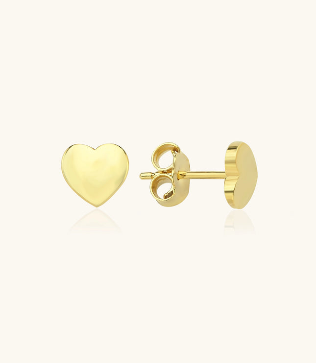 Heart-Shaped Stud Earrings, 18K Gold-Plated Sterling Silver