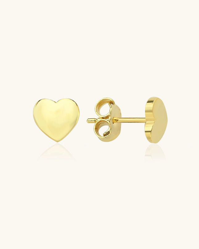 Heart-Shaped Stud Earrings, 18K Gold-Plated Sterling Silver Dabas Minimalist