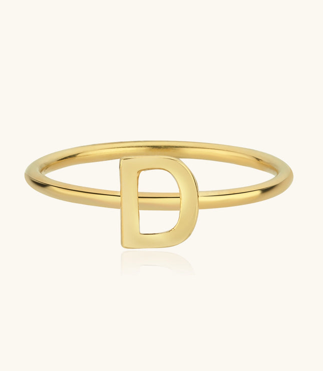 Initial Letter Ring, 18K Gold-Plated Sterling Silver