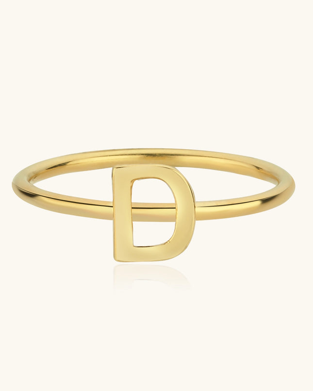 Initial Letter Ring, 18K Gold-Plated Sterling Silver Dabas Minimalist