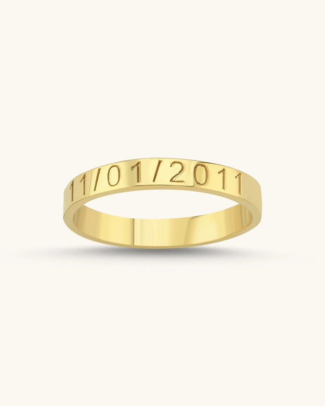 Custom Date Engraved Ring – 18K Gold-Plated Sterling Silver Dabas Minimalist