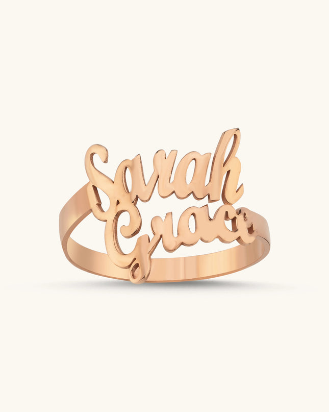 Personalized Double Name Ring - 18K Gold-Plated Sterling Silver Dabas Minimalist